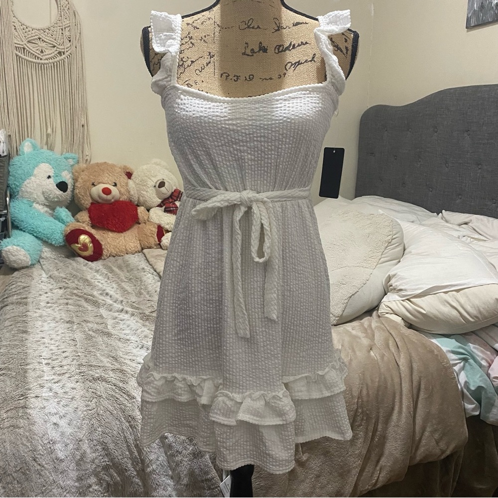 White ruffle dress